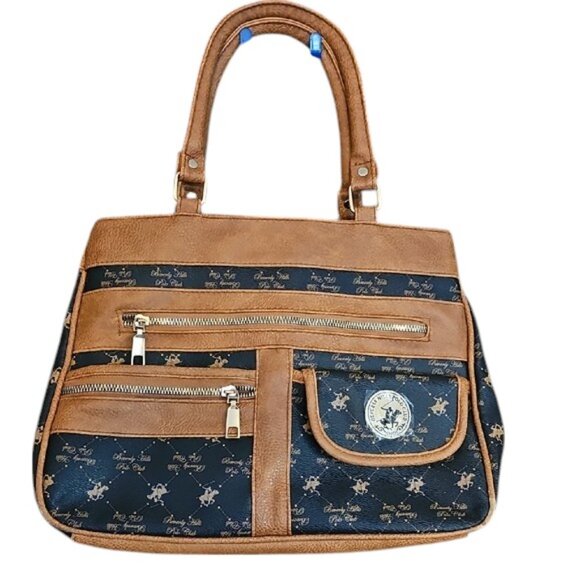 NWoT Beverly Hills Polo Club shoulder bag many compartments zipper closures - Picture 2 of 16